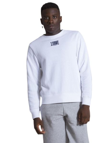 Męska bluza z okrągłym dekoltem Summer Basic. Białe bluzy męskie LEONE 1947 APPAREL, l, bez wzorów, z bawełny, z kapturem, na fitness i siłownię. Za 105.21 zł.
