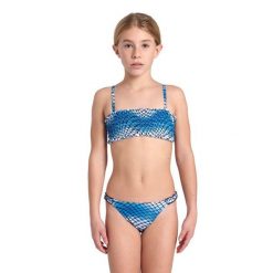 Strój kąpielowy dziewczęcy dwuczęściowy na basen plażę Arena Bikini. Niebieskie stroje kąpielowe dla dziewczynek Arena, bez wzorów. Za 89.99 zł.