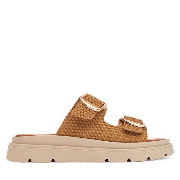 Klapki Tamaris. Brązowe klapki damskie Tamaris, bez wzorów, bez obcasa. Za 341.99 zł.