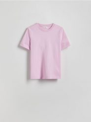 T-shirt regular z merceryzowanej bawełny - lawendowy. Fioletowe t-shirty damskie Reserved, l, bez wzorów, z bawełny, bez kołnierzyka. W wyprzedaży za 59.99 zł.