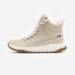 Buty turystyczne damskie Quechua NH500 Mid wodoodporne. Brązowe obuwie sportowe damskie QUECHUA, bez wzorów, z materiału, trekkingowe. Za 219.99 zł.