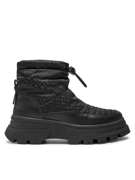 Boss Botki Foster Bootie CBBNY 50523505 Czarny. Czarne botki damskie Boss, z materiału, bez obcasa, na płaskiej podeszwie, bez zapięcia. Za 559.99 zł.
