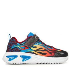 Sneakersy Geox. Czarne trampki i tenisówki chłopięce Geox, bez wzorów, bez zapięcia. Za 189.99 zł.