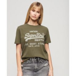 Koszulka casual Vintage Logo Heritage. Szare koszulki sportowe damskie Superdry., bez wzorów, bez kołnierzyka, bez ramiączek. W wyprzedaży za 137.55 zł.