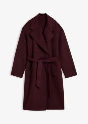 Płaszcz o kroju marynarki z miękkiej mieszanki wełny. Brązowe kurtki damskie bonprix, bez wzorów, z wełny, eleganckie, bez kaptura. Za 489.99 zł.