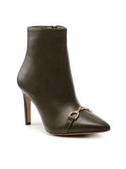 DeeZee Botki ZALMM220171 Zielony. Zielone botki damskie DeeZee, ze skóry, bez obcasa, na szpilce, bez zapięcia. Za 189.99 zł.