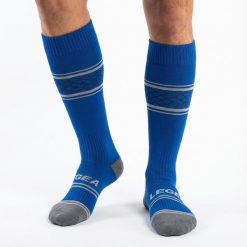 Męska Skarpetka Biegowa Kenya Oddychająca Niebieska. Niebieskie legginsy sportowe męskie Legea, m, bez wzorów, z poliamidu, do piłki nożnej. Za 40.00 zł.