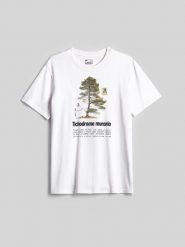 4F T-shirt regular z nadrukiem męski - biały M. Białe t-shirty męskie 4f, l, bez wzorów, z bawełny, biznesowe, bez kołnierzyka. Za 79.99 zł.