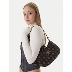Torebka Guess. Brązowe torebki do ręki damskie Guess, z aplikacjami, bez dodatków. Za 584.99 zł.