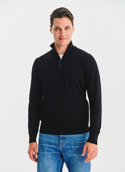 PAKO LORENTE – Czarny sweter z rozpinaną stójką. Czarne swetry przez głowę męskie Pako Lorente, na jesień, m, bez wzorów, z poliesteru, bez kołnierzyka. Za 299.99 zł.