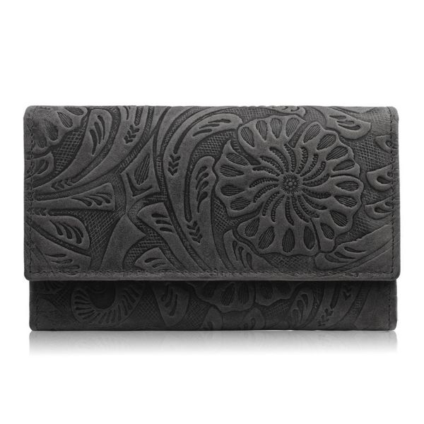 Portfel skórzany vintage Paolo Peruzzi T-108-HBL czarny. Czarne portfele damskie Paolo Peruzzi, bez wzorów, z materiału. Za 67.15 zł.