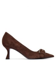 Guess Czółenka FLFAND SUE08 Brązowy. Brązowe czółenka damskie Guess, z aplikacjami, ze skóry, bez obcasa, bez zapięcia. Za 584.99 zł.