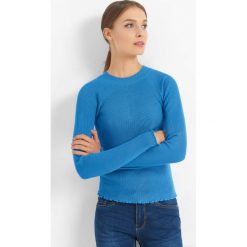 Prążkowany sweter. Niebieskie swetry damskie Orsay, z dzianiny, z okrągłym kołnierzem. Za 69.99 zł.
