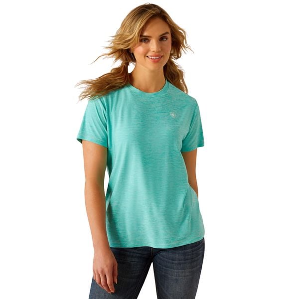 Koszulka damska Ariat Laguna Logo. Niebieskie t-shirty damskie Ariat, bez wzorów, bez kołnierzyka. Za 207.50 zł.