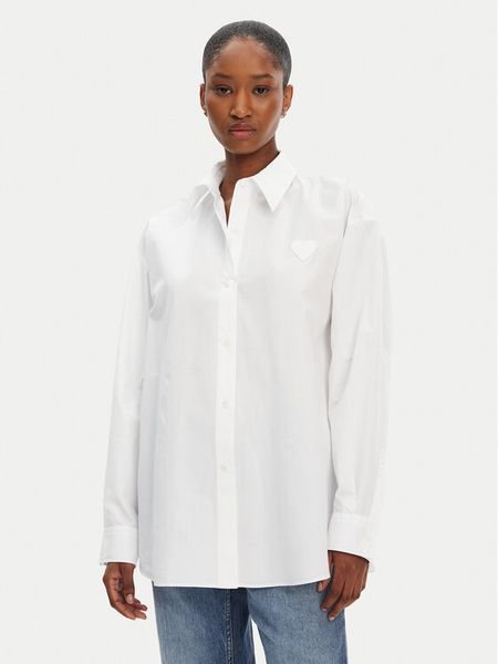 HUGO Koszula Elisana 50542985 Biały Relaxed Fit. Białe bluzki damskie Hugo, bez wzorów, z bawełny, bez kołnierzyka, bez ramiączek. Za 309.99 zł.