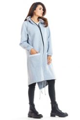 Ciepła długa bluza damska jak parka bawełna premium szara. Szare bluzy damskie Infinite You, l, bez wzorów, z bawełny, z kapturem. Za 319.00 zł.