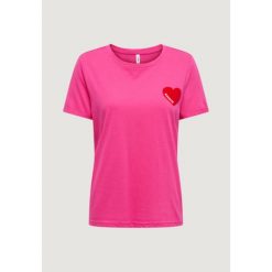 Koszulka crop top Kobieta ONLY Onlvica S/S Fold Up Velvet Top Box Ccjrs. Czerwone t-shirty damskie Only, s, bez wzorów, z bawełny, bez kołnierzyka. Za 132.80 zł.