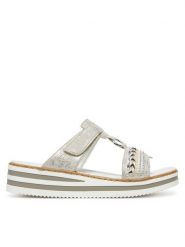Rieker Klapki V02M6-40 Srebrny. Szare klapki damskie Rieker, bez wzorów, z syntetyku, bez obcasa. Za 209.99 zł.
