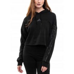 Bluza Damska adidas z Kapturem Krótka Bawełniana Sportowa Hoodie roz. XS. Czarne bluzy damskie Adidas, xl, bez wzorów, z bawełny, z kapturem. Za 238.00 zł.
