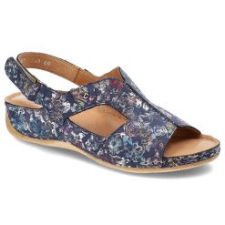 Wielokolorowe Sandały Pollonus Skórzane Buty. Sandały damskie Pollonus, z aplikacjami, ze skóry, bez obcasa, bez zapięcia. Za 249.00 zł.