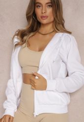 Biała Bluza z Kapturem Harasphei. Białe bluzy damskie Renee, s, bez wzorów, z jeansu, z kapturem. Za 54.99 zł.