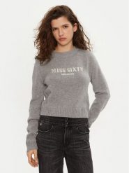 Miss Sixty Sweter 6L4RJ4360000 Szary Regular Fit. Szare swetry damskie Miss Sixty, l, bez wzorów, z wełny, bez kołnierzyka, bez ramiączek, bez kaptura. Za 579.99 zł.