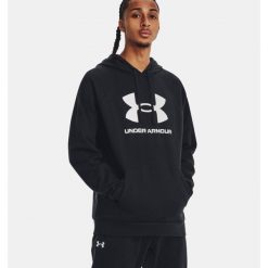 Bluza fitness męska Under Armour Rival Fleece Logo HD. Zielone bluzy męskie Under Armour, m, bez wzorów, bez kaptura, na fitness i siłownię. Za 186.00 zł.