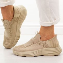 Beżowe sportowe buty damskie Filippo Dtn7866/26. Brązowe obuwie sportowe damskie Filippo, bez wzorów, z dresówki, trekkingowe. Za 119.00 zł.