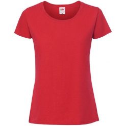 Koszulka Damska Iconic 190. Czerwone koszulki sportowe damskie Fruit of the Loom, l, bez wzorów, bez kołnierzyka, bez ramiączek, trekkingowe. Za 37.99 zł.