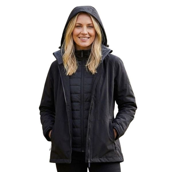 Kurtka trekkingowa damska Regatta Shirgley Ash 3w1z membraną 10K. Czarne kurtki damskie Regatta, bez wzorów, z poliesteru, bez kaptura, trekkingowe. Za 469.70 zł.