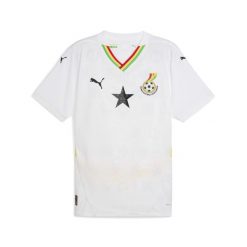 Męska koszulka domowa Ghana 2025 PUMA White Pelé Yellow. Białe koszulki sportowe męskie Puma, l, bez wzorów, bez kołnierzyka, bez ramiączek, do piłki nożnej. W wyprzedaży za 365.00 zł.
