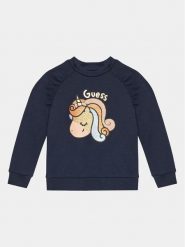 Guess Bluza K4RQ01 KA6R3 Granatowy Regular Fit. Niebieskie bluzy dla dziewczynek Guess, z aplikacjami, z bawełny, bez ramiączek, bez kaptura. Za 189.99 zł.