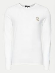 Versace Longsleeve AUU01007 1A10011 Biały Regular Fit. Białe bluzki z długim rękawem męskie Versace, l, bez wzorów, z bawełny, bez kołnierzyka. Za 329.99 zł.