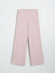 Spodnie dresowe z szerokimi nogawkami soft touch - różowy. Czerwone spodnie dresowe damskie Sinsay, l, bez wzorów, z dresówki. Za 59.99 zł.