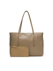 Calvin Klein Torebka Emblem Aop Tote W/ Pouch LV04F3266G Beżowy. Brązowe torebki do ręki damskie Calvin Klein, bez wzorów, ze skóry, bez dodatków. Za 649.99 zł.