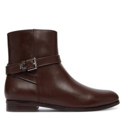 Botki LAUREN RALPH LAUREN. Brązowe botki damskie Lauren Ralph Lauren, bez obcasa, na płaskiej podeszwie, bez zapięcia. Za 869.99 zł.