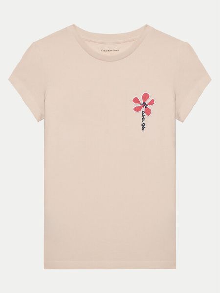 Calvin Klein Jeans T-Shirt IG0IG02953 Różowy Regular Fit. Czerwone t-shirty i topy dla dziewczynek Calvin Klein Jeans, bez wzorów, z bawełny, bez ramiączek. Za 59.99 zł.
