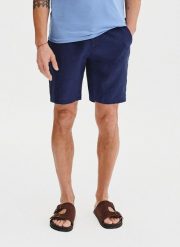 PAKO LORENTE - Lniane szorty męskie w kolorze granatowym. Spodnie materiałowe męskie Pako Lorente, na lato, m, bez wzorów, ze lnu. Za 249.99 zł.