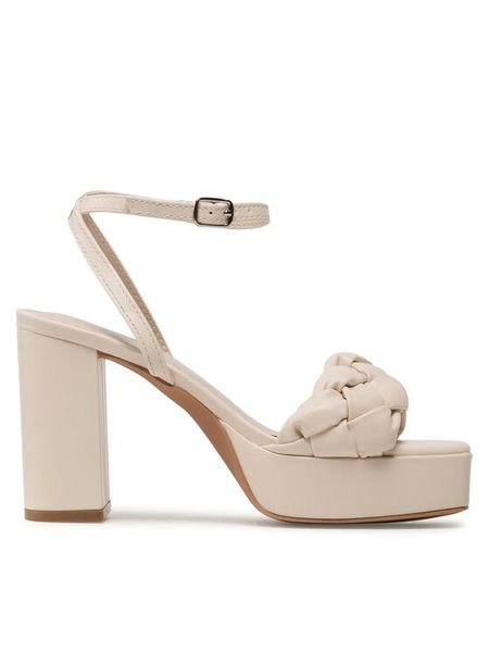DeeZee Sandały Y7157-9 Beżowy. Brązowe sandały damskie DeeZee, bez wzorów, ze skóry, bez obcasa, na słupku, bez zapięcia. Za 139.99 zł.