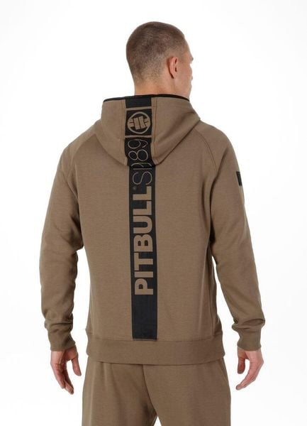 Bluza męska Pitbull rozpinana z kapturem Hermes. Brązowe bluzy męskie PITBULL, m, z aplikacjami, z bawełny, z kapturem, na fitness i siłownię. Za 299.00 zł.