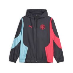 Bluza dresowa Prematch Manchester City Woven Anthem 2023/24. Czarne bluzy sportowe męskie Puma, xs, bez wzorów, z dresówki, bez kaptura, do piłki nożnej. W wyprzedaży za 283.85 zł.