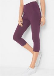 Legginsy rybaczki z wygodnym paskiem. Fioletowe legginsy damskie bonprix, bez wzorów. Za 42.99 zł.