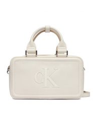 Calvin Klein Torebka Bold Ck Elongated Mini Tote LV04F3411G Biały. Białe torebki do ręki damskie Calvin Klein, bez wzorów, ze skóry, bez dodatków. Za 489.99 zł.