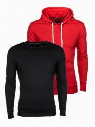 Zestaw bluz męskich BASIC - mix 2-pak V1 Z54 - XXL. Czerwone bluzy męskie Ombre Clothing, l, bez wzorów, z bawełny, bez kaptura. Za 95.99 zł.
