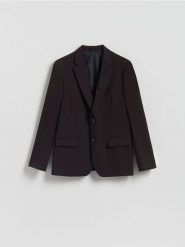 Marynarka slim fit z domieszką wiskozy - mahoniowy. Brązowe marynarki męskie Reserved, bez wzorów, z wiskozy. Za 359.99 zł.