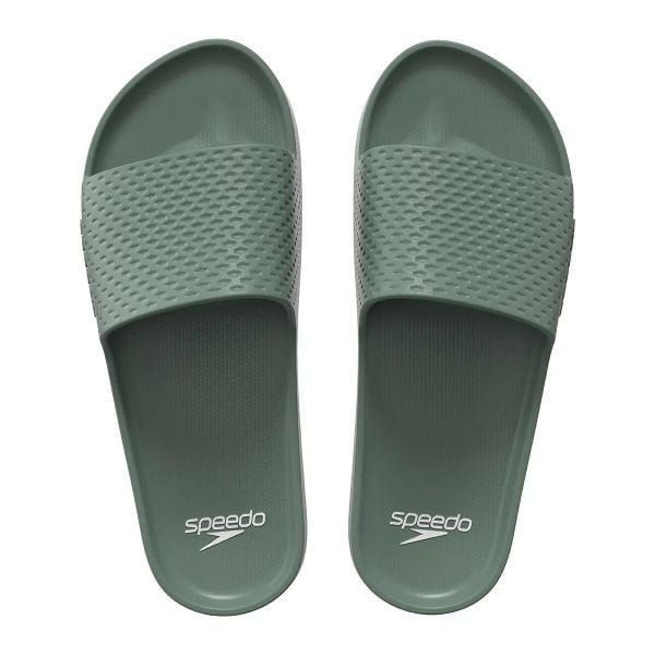 Klapki basenowe antypoślizgowe męskie Speedo Slide Entry. Zielone klapki męskie Speedo, z materiału. Za 58.99 zł.