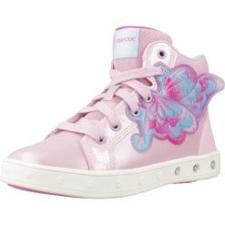 Buty GEOX J SKYLIN GIRL Rose. Czerwone obuwie sportowe damskie Geox, bez wzorów, z syntetyku, na fitness i siłownię. Za 355.55 zł.
