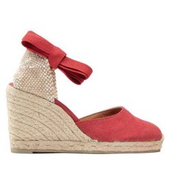 Espadryle Castañer. Czerwone sandały damskie Castañer, bez wzorów, bez obcasa, bez zapięcia. Za 349.99 zł.
