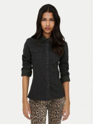 ONLY Koszula jeansowa Sasia 15352339 Czarny Slim Fit. Czarne bluzki damskie Only, xl, bez wzorów, z bawełny, bez kołnierzyka, bez ramiączek. Za 129.99 zł.