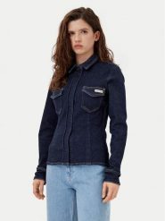 Calvin Klein Jeans Koszula jeansowa Lean J20J224539 Granatowy Regular Fit. Niebieskie bluzki damskie Calvin Klein Jeans, l, bez wzorów, z bawełny, bez kołnierzyka, bez ramiączek. Za 239.99 zł.